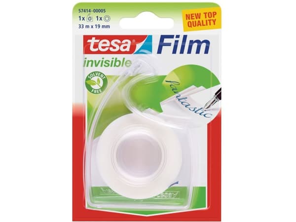 tesa film + hånddispenser i sett, film matt-usynlig 19 mm x 33 m, selvklebende film laget av PP-film, kan skrives på (57414-00005-02)