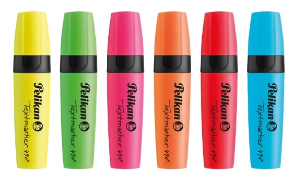 Pelikan Textmarker 490, 6 stykker, Flerfarget, Multi, Vann-basert blekk, Boks