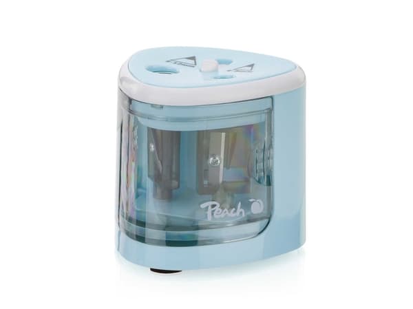 Peach PO102, Elektrisk pennvässare, Blå, Vit, 1,2 cm, 6 mm, Batteri