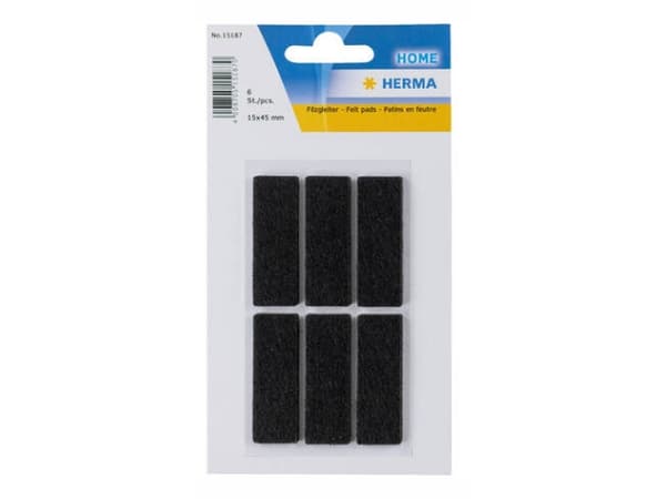 HERMA 15187, Musta, Suorakulmio, 15 mm, 45 mm, 6 kpl