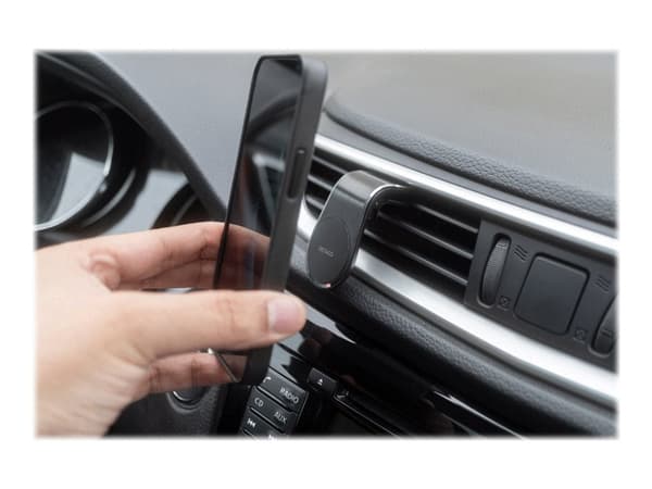 DELTACO ARM-C104 - Bilholder for mobiltelefon - magnetisk, vinklet, slank - svart
