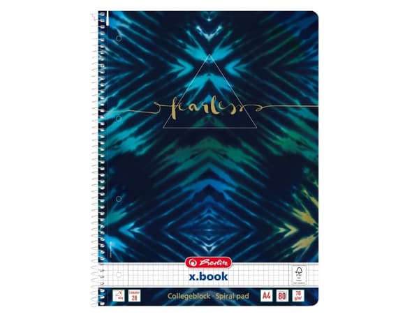 Herlitz New Batik Fearless, Mønster, Blå, Marineblå, A4, 80 ark, 70 g/m², Rute papir