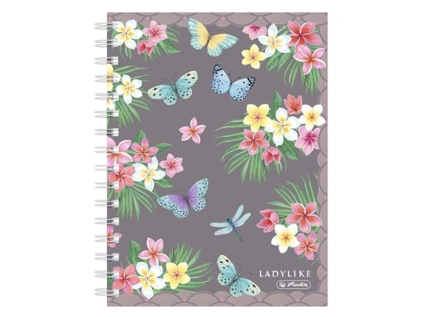 Herlitz Ladylike Butterflies, Mønster, Grå, Flerfarget, A5, 100 ark, Rute papir, Voksen