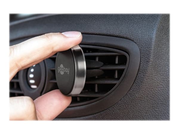 goobay Metal Slim Design - Autoteline matkapuhelimelle - musta, hopea
