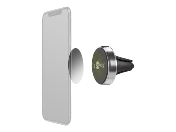 goobay Metal Slim Design - Autoteline matkapuhelimelle - musta, hopea