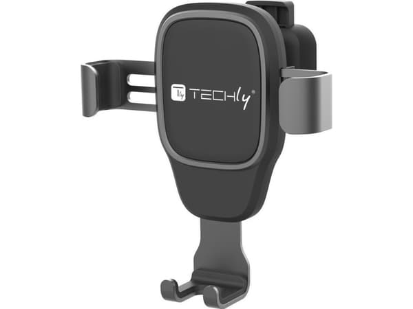TECHly - Bilhållare för mobiltelefon - universal, with gravity system - from 2.5" to 3.6" wide - svart