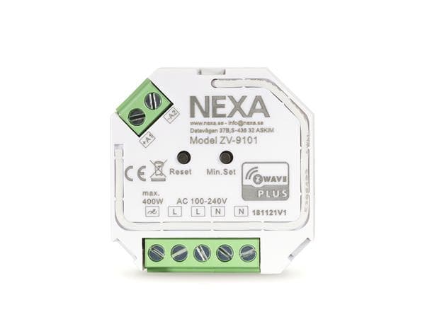 NEXA ZV-9101 Z-Wave dos dimmer, adjustable lowest dimmer level, Z-Wave