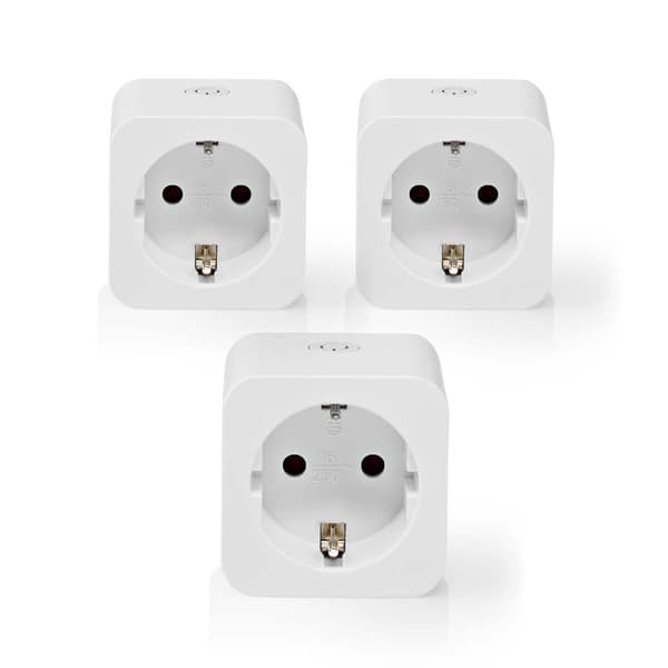 Nedis SmartLife Smart Plug | Wi-Fi | IP21 | Strömmätare | 3680 W | Type F (CEE 7/7) | 0 - 55 °C | Android™ / IOS | Vit | 3 st