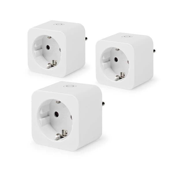 Nedis SmartLife Smart Plug | Wi-Fi | IP21 | Strömmätare | 3680 W | Type F (CEE 7/7) | 0 - 55 °C | Android™ / IOS | Vit | 3 st