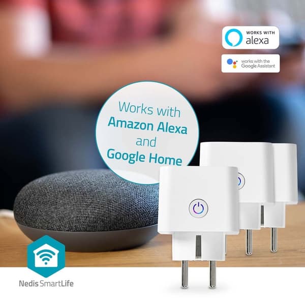Nedis SmartLife Smart Plug | Wi-Fi | IP21 | Strömmätare | 3680 W | Type F (CEE 7/7) | 0 - 55 °C | Android™ / IOS | Vit | 3 st