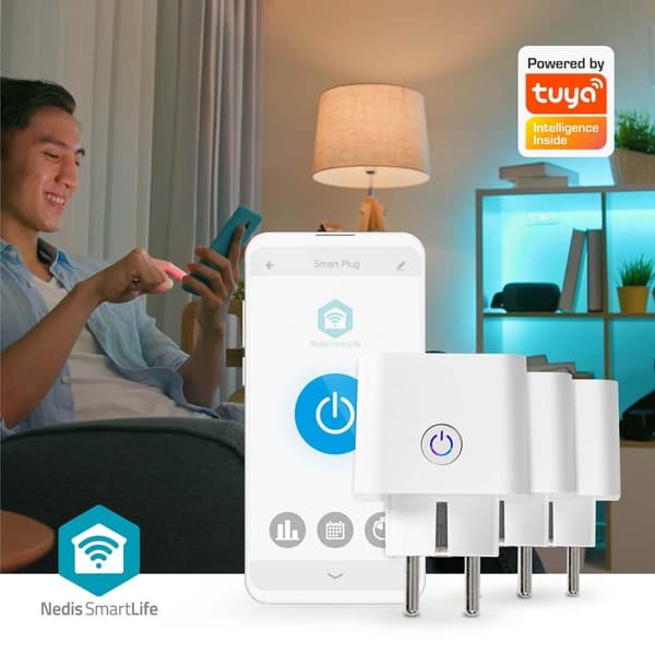 Nedis SmartLife Smart Plug | Wi-Fi | IP21 | Strömmätare | 3680 W | Type F (CEE 7/7) | 0 - 55 °C | Android™ / IOS | Vit | 3 st