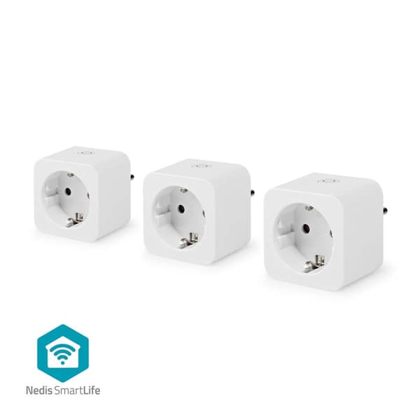 Nedis SmartLife Smart Plug | Wi-Fi | IP21 | Strömmätare | 3680 W | Type F (CEE 7/7) | 0 - 55 °C | Android™ / IOS | Vit | 3 st