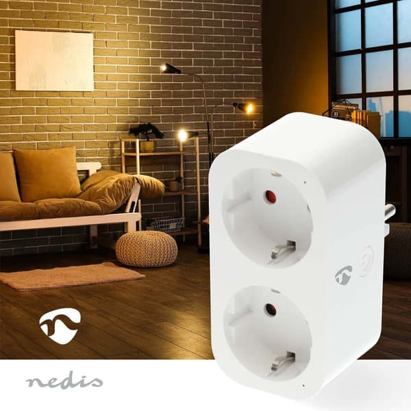 Nedis SmartLife Smart Plug | Wi-Fi | IP21 | Strömmätare | 3680 W | Type F (CEE 7/7) | 0 - 55 °C | Android™ / IOS | 2-vägs | Vit | 1 st