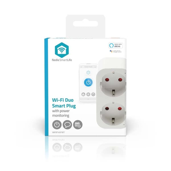 Nedis SmartLife Smart Plug | Wi-Fi | IP21 | Strömmätare | 3680 W | Type F (CEE 7/7) | 0 - 55 °C | Android™ / IOS | 2-vägs | Vit | 1 st