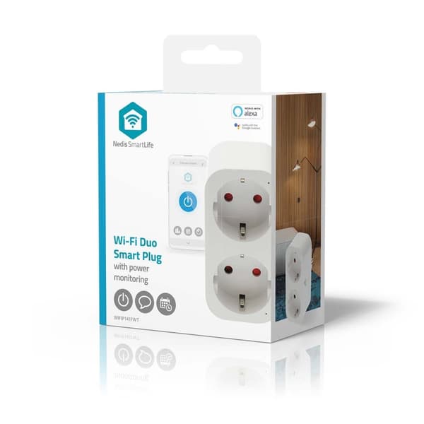 Nedis SmartLife Smart Plug | Wi-Fi | IP21 | Strömmätare | 3680 W | Type F (CEE 7/7) | 0 - 55 °C | Android™ / IOS | 2-vägs | Vit | 1 st