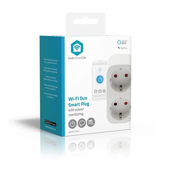 Nedis SmartLife Smart Plug | Wi-Fi | IP21 | Strömmätare | 3680 W | Type F (CEE 7/7) | 0 - 55 °C | Android™ / IOS | 2-vägs | Vit | 1 st