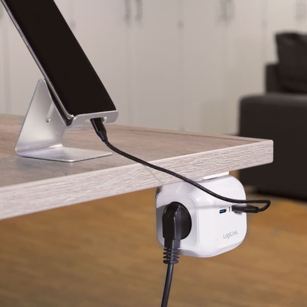 LogiLink Power Cube Multi-grenuttag + USB-A/USB-C PD 20W