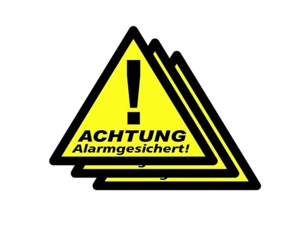 PENTATECH 40201 Advarselsmærkat Advarsel alarmsikret Sprog Tysk Sæt med 3 stk. (B x H) 85 mm x 70 mm