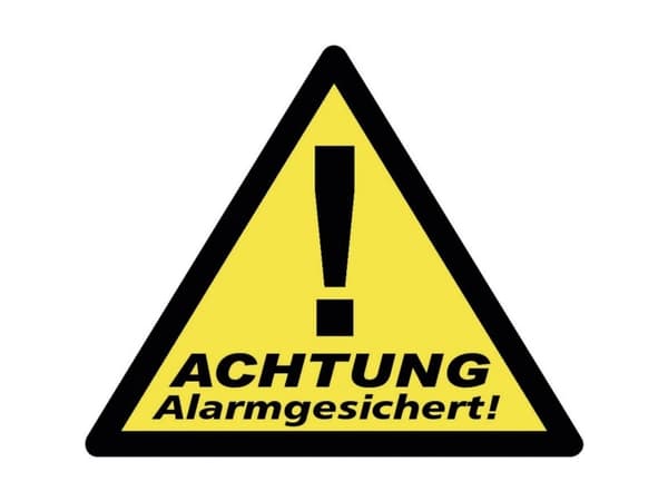 PENTATECH 40201 Advarselsmærkat Advarsel alarmsikret Sprog Tysk Sæt med 3 stk. (B x H) 85 mm x 70 mm