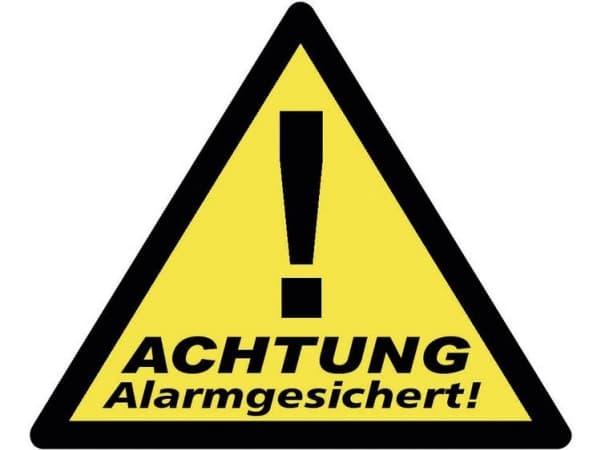 PENTATECH 40201 Advarselsmærkat Advarsel alarmsikret Sprog Tysk Sæt med 3 stk. (B x H) 85 mm x 70 mm