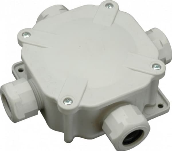 SEZ Ytmonterad hermetisk låda 122 x 122 x 44,6 mm IP67 4xPG27 grå (6455-27P)