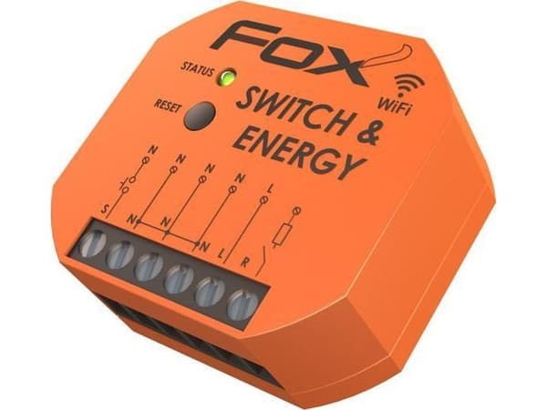FOX Enkelt Wi-Fi-relé med kontroll av nettverksparametere Switch Energy Wi-R1S1-P