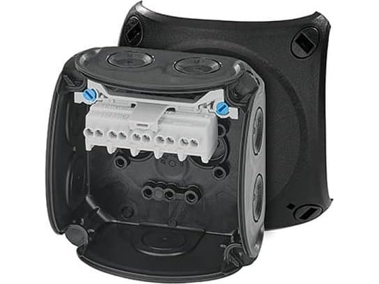 Hensel Cable junction box for indoor installations black IP66 with membrane glands 5x2.5 mm2 Cu DK 0202 B 62 000 296