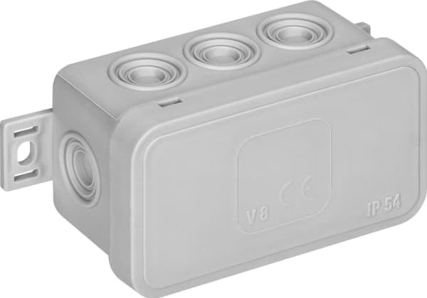 Surface mounted box CLICK, IP54, 8 conduits, 80x45x41mm, gray, OR-JB-13805/G