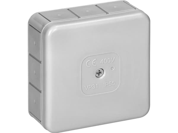 Surface mounted box PRO, IP55, 400V, 12 conduit entries, 85x85x37mm, gray, OR-JB-13807/G