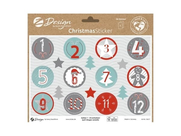 Avery 54617, Paperi, Monivärinen, Christmas pattern, Irroitettava, Paperi, Joulu