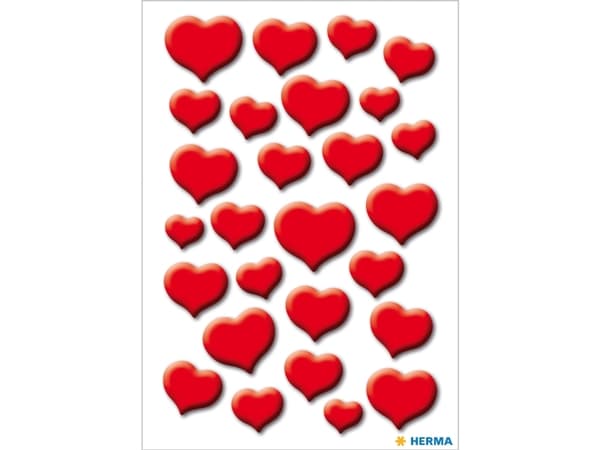 HERMA Red hearts, stone, Kalvo, Punainen, Kiinteä, Love, Poika/tyttö, 27 kpl