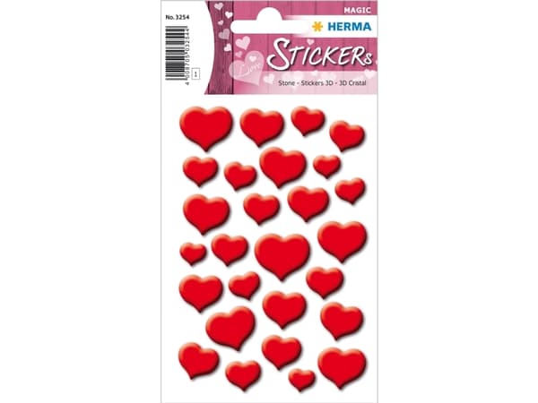 HERMA Red hearts, stone, Kalvo, Punainen, Kiinteä, Love, Poika/tyttö, 27 kpl