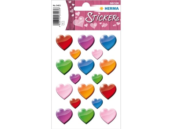 HERMA 3403, Paperi, Monivärinen, Sydänkuvio, Kiinteä, Ystävänpäivä, 54 kpl