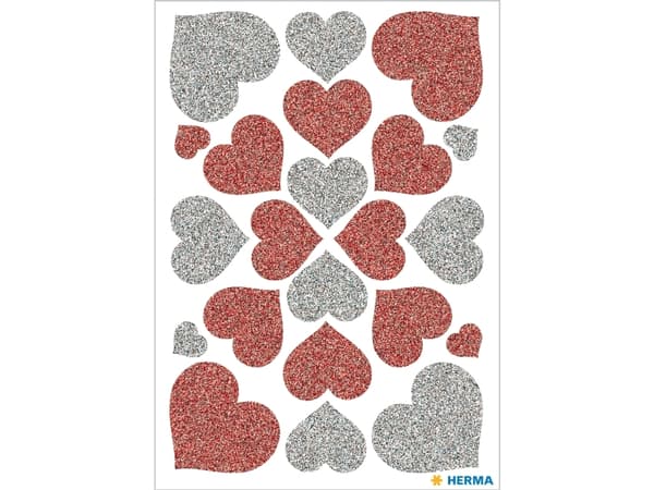 HERMA 6387, Paperi, Punainen, Hopea, Kiinteä, Love, Ystävänpäivä, Poika/tyttö