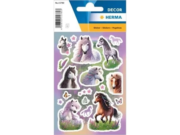 HERMA 15780, Papir, Flerfarget, Dyremønster, Permanent, Horse World, 18 stykker