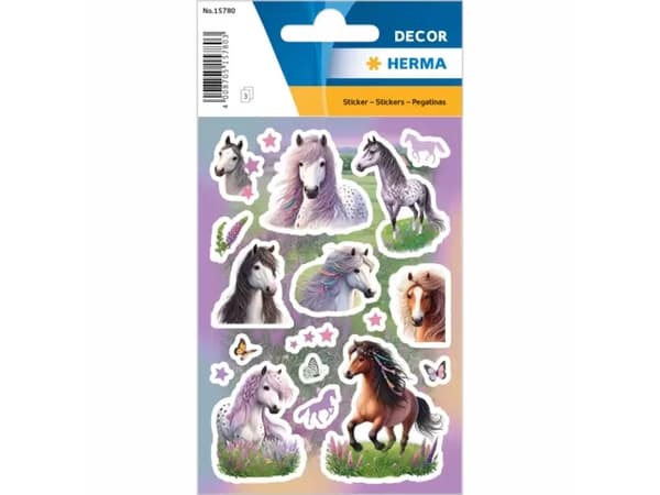 HERMA 15780, Papir, Flerfarget, Dyremønster, Permanent, Horse World, 18 stykker
