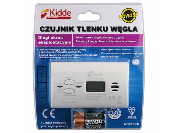 Kidde KID-7DCO, Karbonmonoksid detektor, Trådløs, Hvit, Hjem, Kontor, 85 dB, Flate-montert