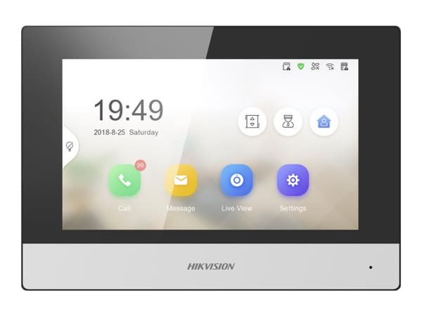 Hikvision Digital Technology DS-KH6320-WTE2, 17,8 cm (7"), LCD/TFT, 1024 x 600 pikseliä, Kapasitiivinen, Musta, Harmaa, 802.11b, 802.11g, Wi-Fi 4 (80