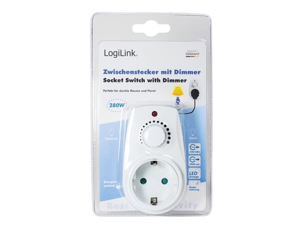 LogiLink PA0151, Dimmer, Monterbar, Rotasjon, Hvit, Europlug, Europlug