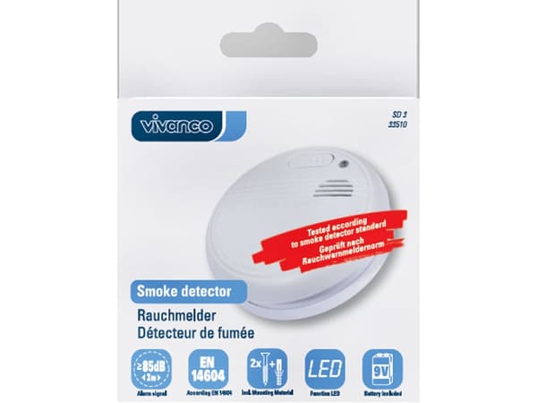 Vivanco SD 3-N, Trådløs, Hvit, Hjem, Kontor, 85 dB, IP20, Batteri