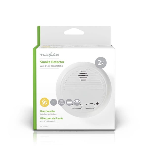 Nedis Røgalarm | Batteri | Batteri levetid op til: 1 År | Kan parres | EN 14604 | Med testknap | 85 dB | ABS | Hvid