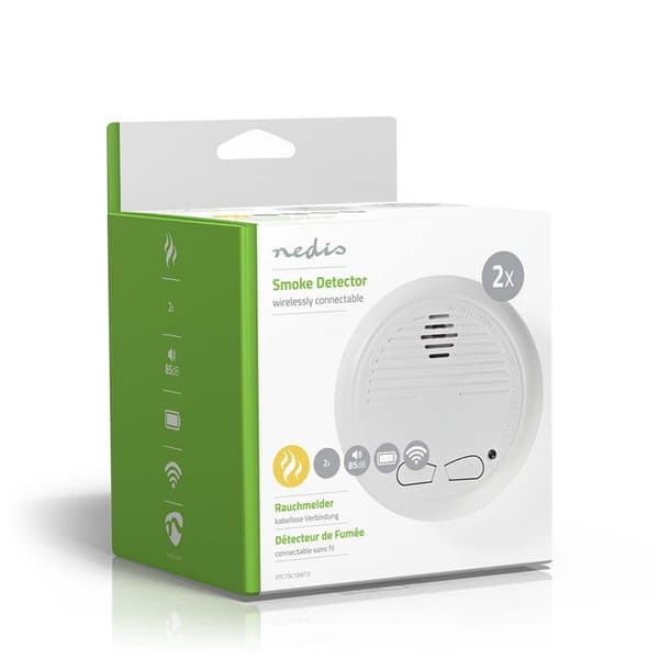 Nedis Røgalarm | Batteri | Batteri levetid op til: 1 År | Kan parres | EN 14604 | Med testknap | 85 dB | ABS | Hvid