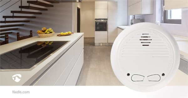Nedis Røgalarm | Batteri | Batteri levetid op til: 1 År | Kan parres | EN 14604 | Med testknap | 85 dB | ABS | Hvid