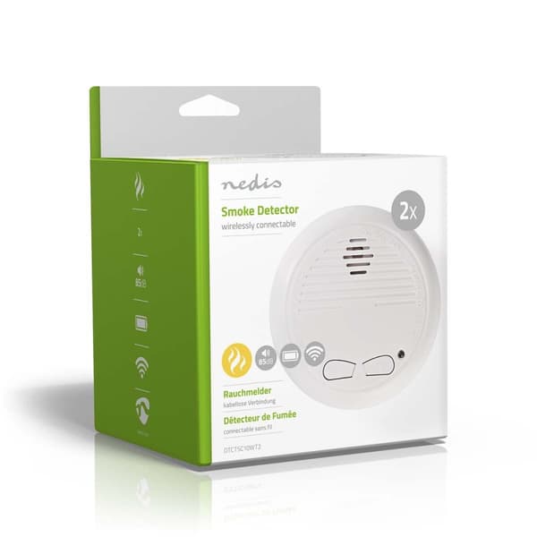 Nedis Røgalarm | Batteri | Batteri levetid op til: 1 År | Kan parres | EN 14604 | Med testknap | 85 dB | ABS | Hvid
