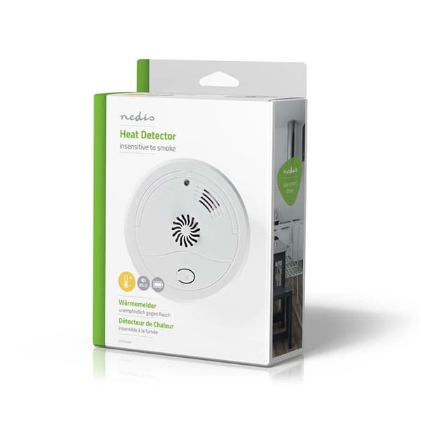 Nedis Heat Alarm | Batteri drevet | batteritid opp til: 1 år | Med test knapp | 85 dB | ABS | Hvit