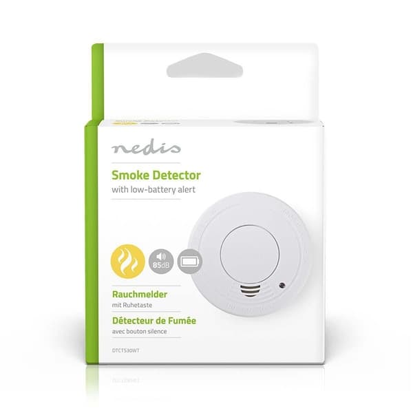 Nedis Røgalarm | Batteri | Batteri levetid op til: 1 År | EN 14604 | Med pause-knap | Med testknap | 85 dB | ABS | Hvid