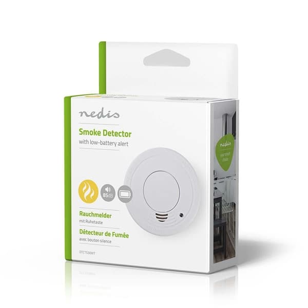 Nedis Røgalarm | Batteri | Batteri levetid op til: 1 År | EN 14604 | Med pause-knap | Med testknap | 85 dB | ABS | Hvid