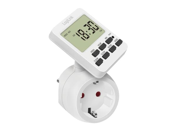 LogiLink ET0014, Daglig timer/veckotimer, Vit, Digital, LCD, Knappar, 7 dagar
