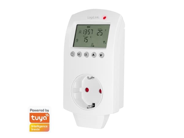 Wi-Fi smart thermostat socket, 1-way (CEE 7/3), Tuya compatible