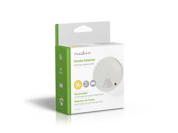 Nedis DTCTS10WT, Luft-prøve detektor, Koblet med ledninger (ikke trådløs), Hvit, Kontor, 85 dB, Flate-montert